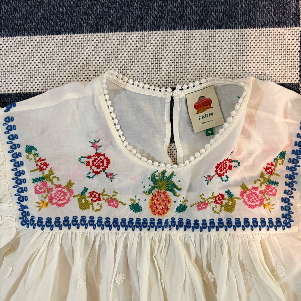 FARM Rio Floral Embroidered Blouse - White and Blue - Picture 6 of 6